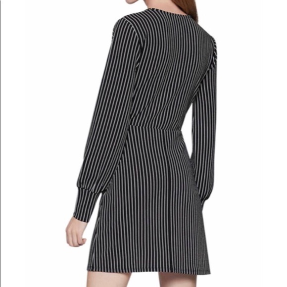 BCBGenerations Black Striped Faux-Wrap Dress - Picture 3 of 3